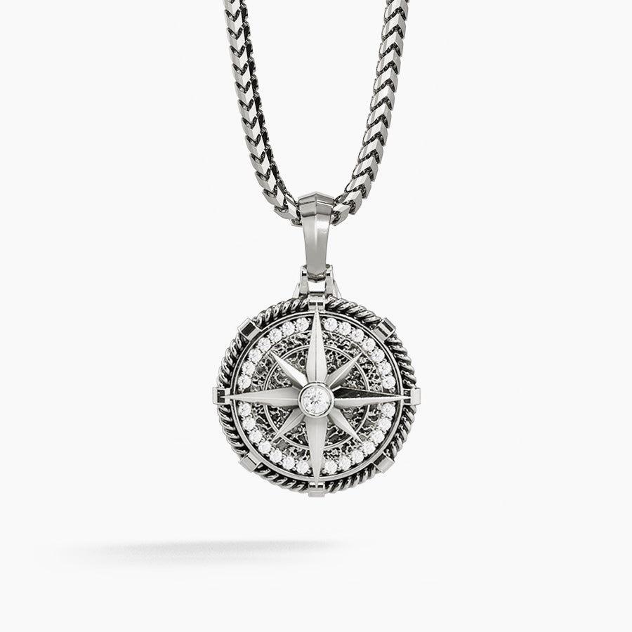 Fashion diamond compass pendant