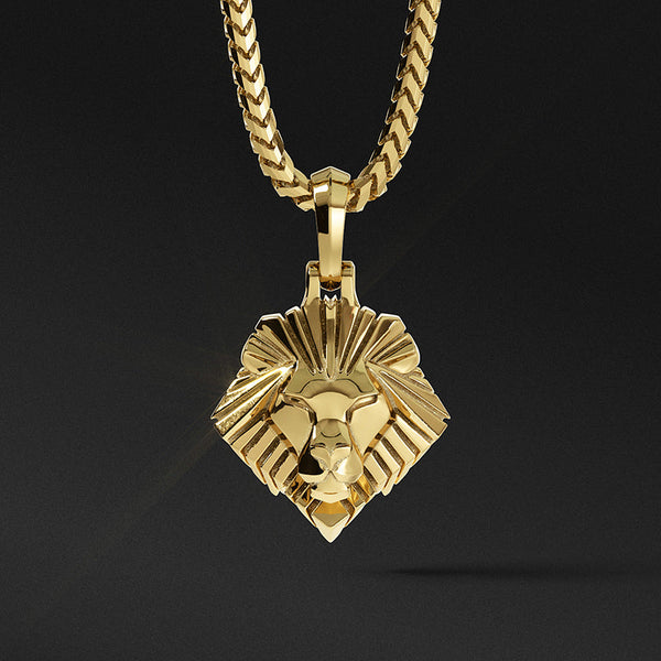 Gold Lion Head Pendant, Mens Solid Gold Pendant by Proclamation