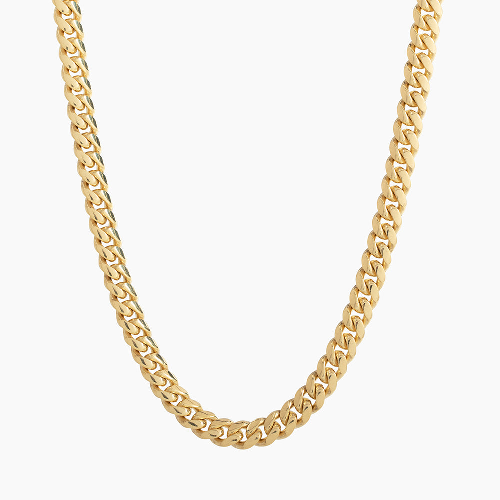 5mm Miami Cuban Link Chain, 14k Yellow Gold