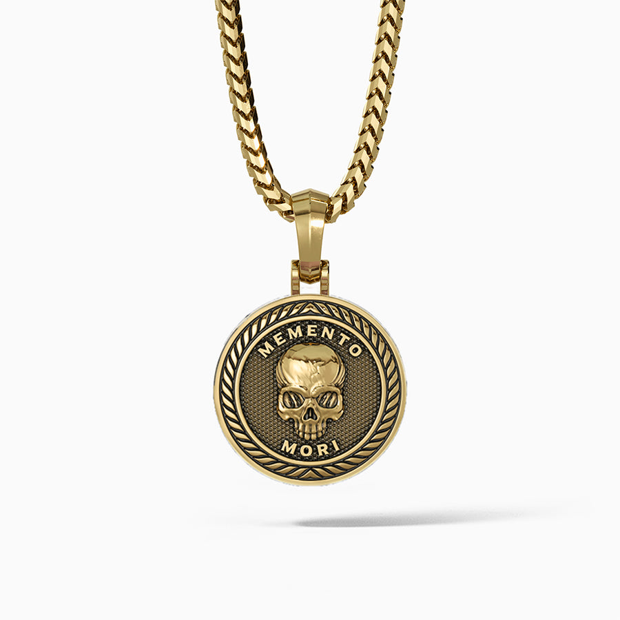 Memento Mori, 14k Gold Over Brass Pendant