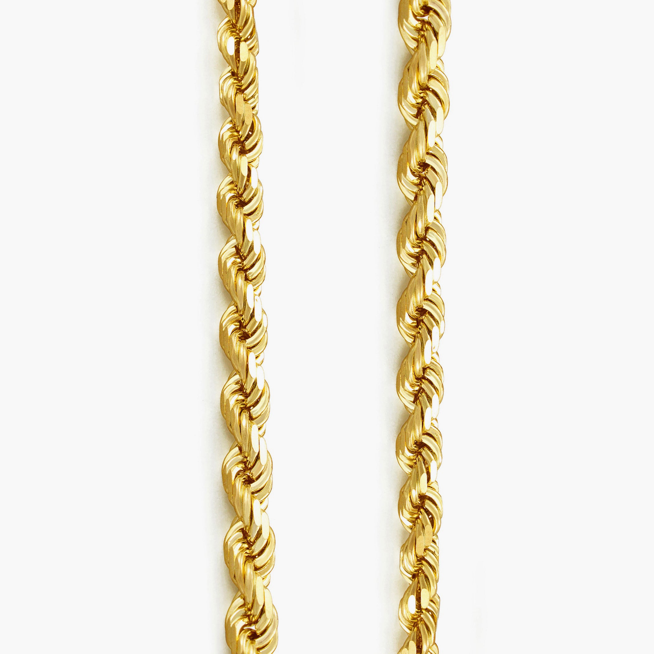 14 karat gold rope chain, diamond cut links