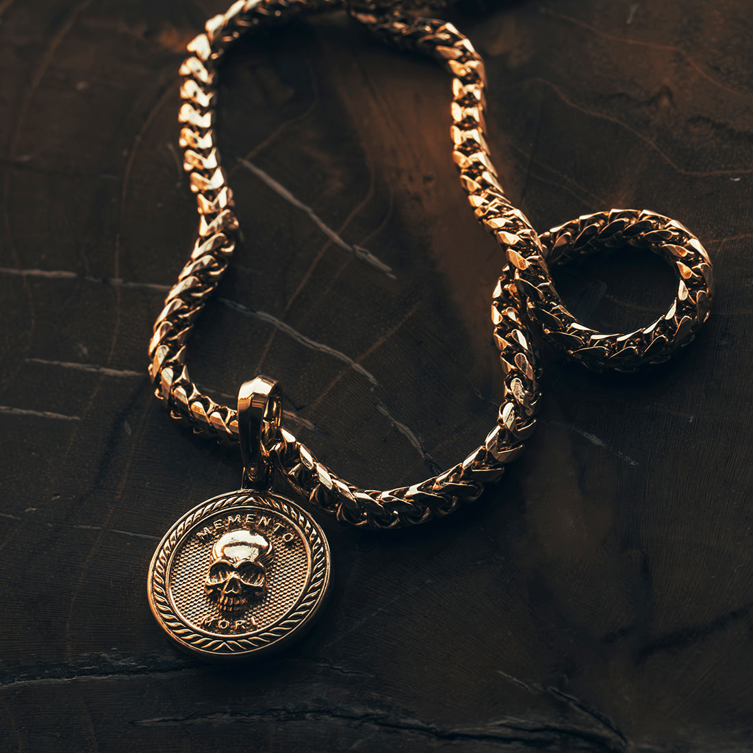 Memento Mori, Gold Skull Pendant