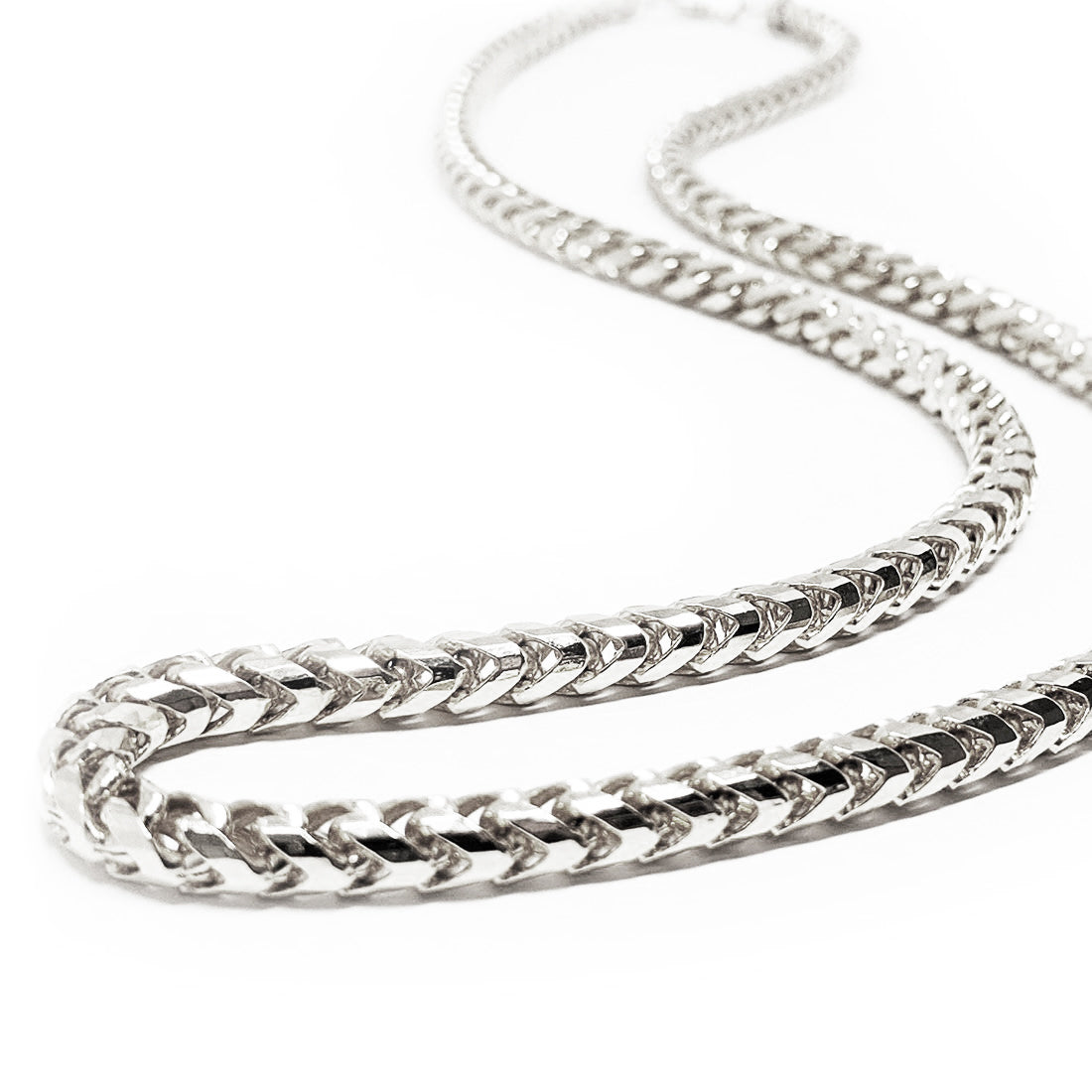 3mm Diamond Cut Franco Chain, 14K White Gold, Proclamation Jewelry 24 / Luxury Lobster Clasp