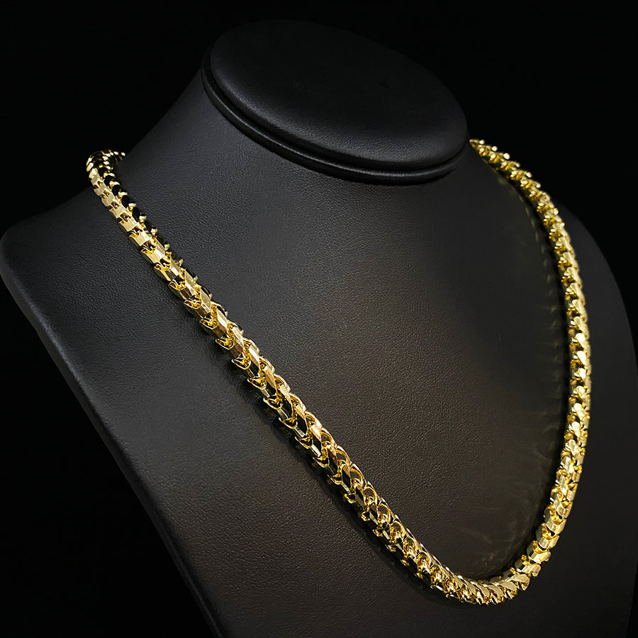 7mm Diamond Cut Franco Chain, 14k Gold Chain Men’s Solid Gold Necklace ...