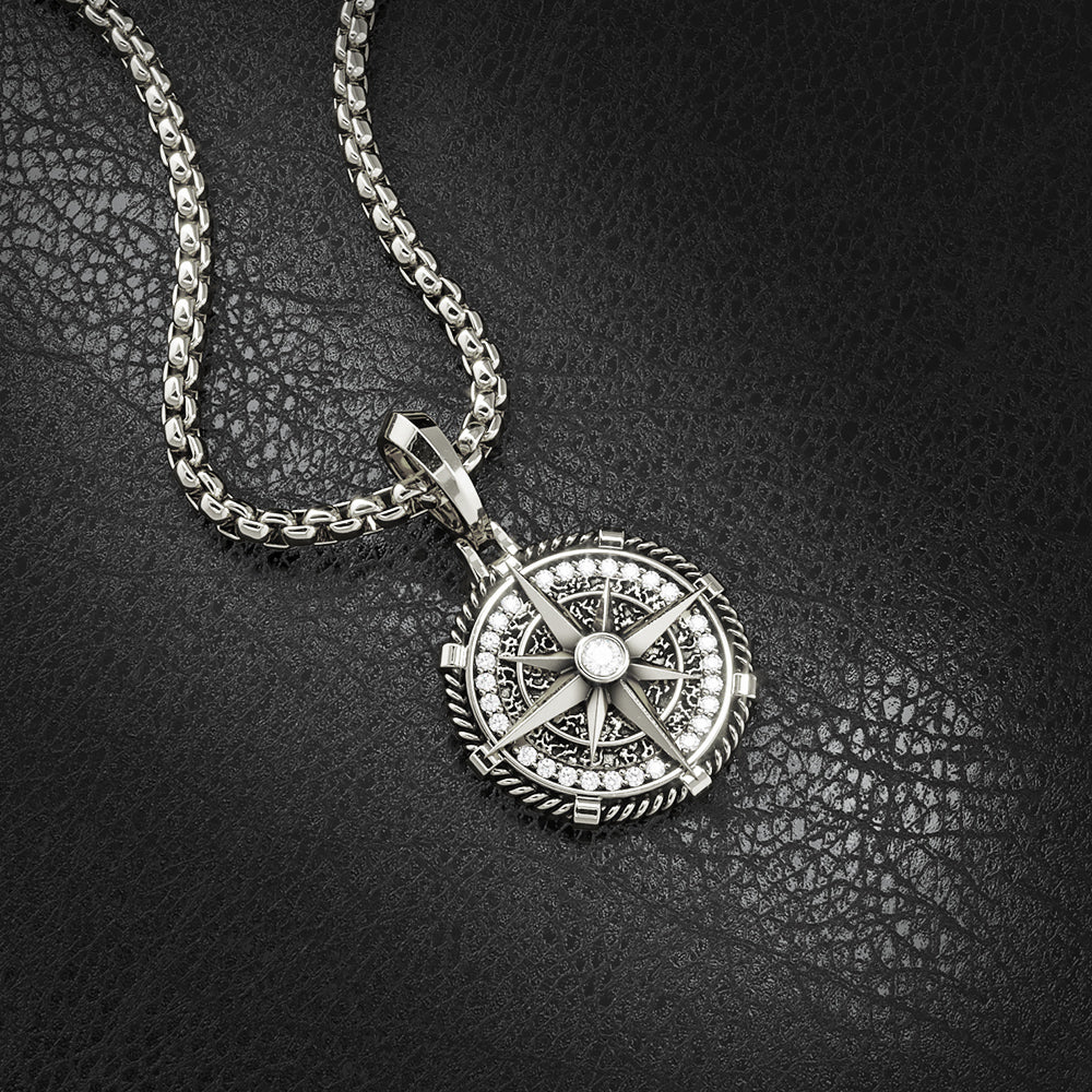 10k Gold Compass Pendant Necklace