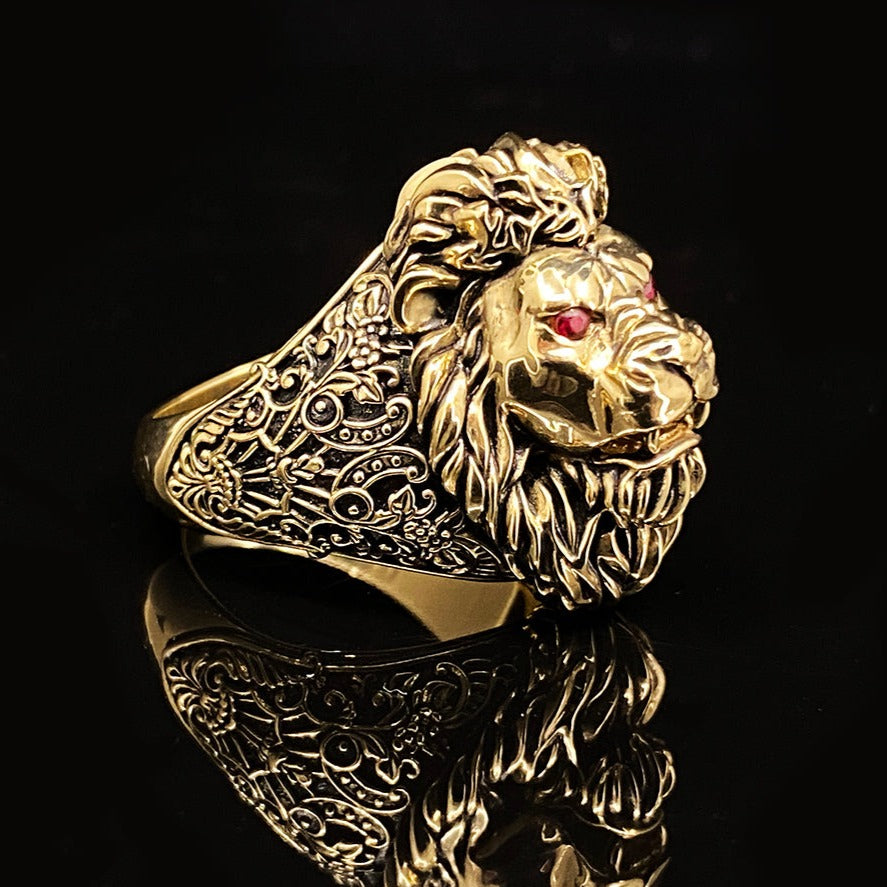 Gold Lion Head Signet Ring | Scream Pretty | Wolf & Badger