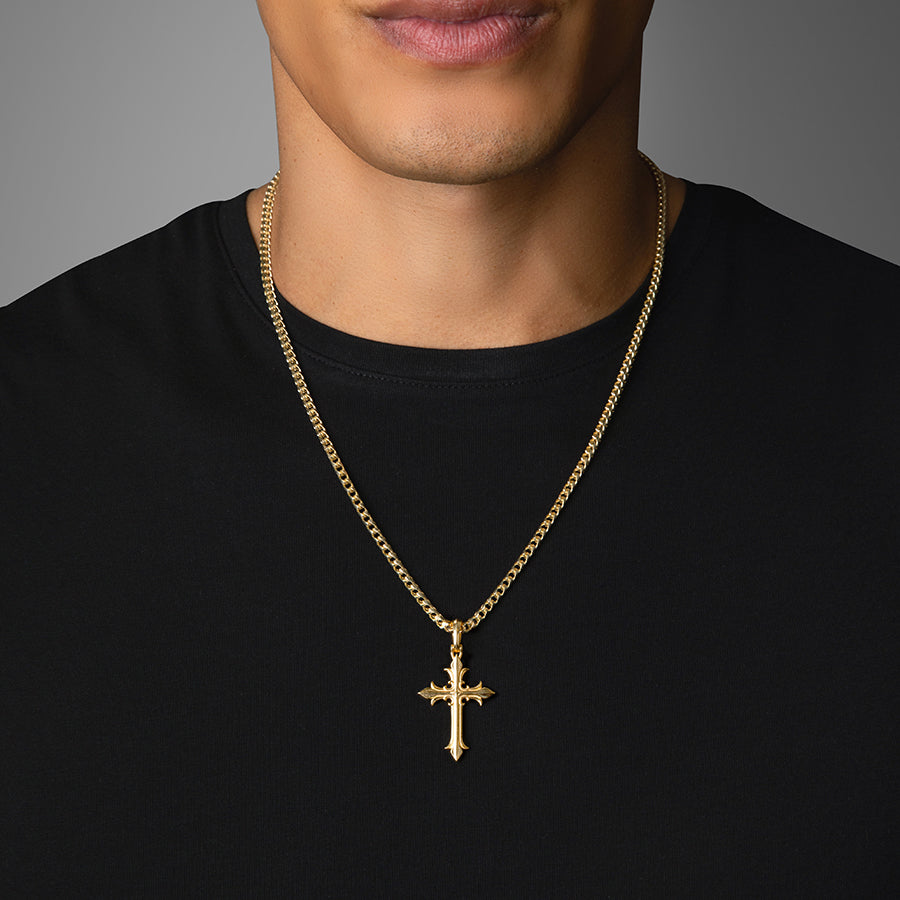 Nail Cross Necklace, 14k Gold | Rusty Brown