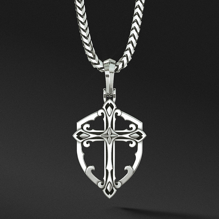 Cable Cross Necklace for Men, John 15:13 Bible Verse FORGIVEN, Stainle –  North Arrow Shop