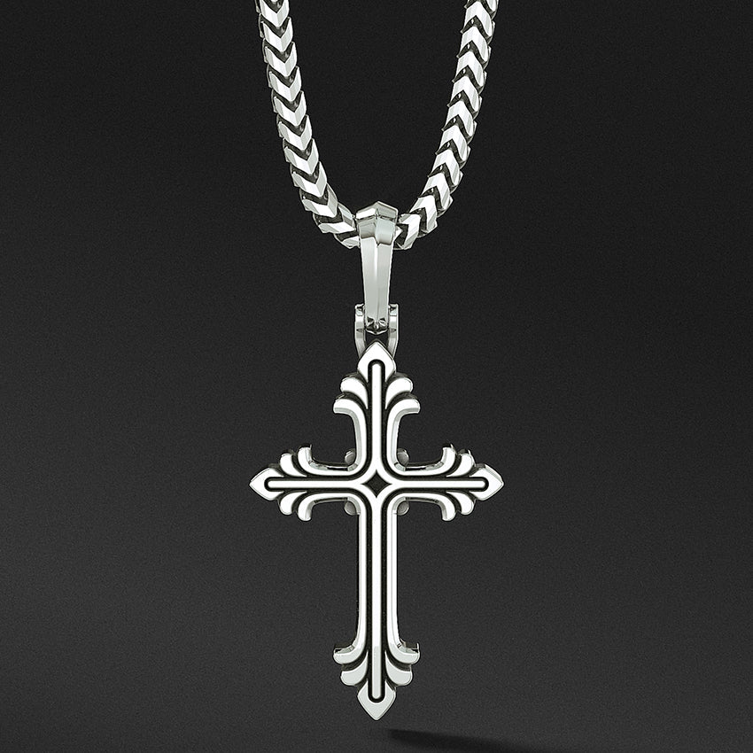 Large Antique Silver Cross Necklace, Religious Jewellery - Etsy