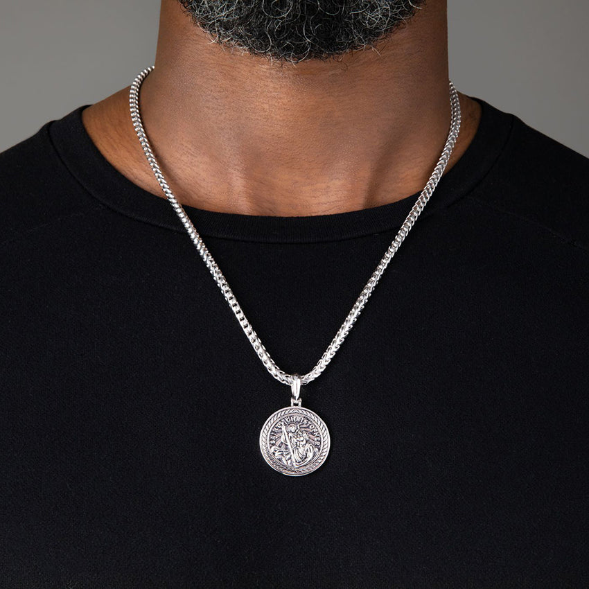 Saint Christopher Mans Necklace Pendant, Womans Chains, Silver Rope Chains  Necklace, Mens Silver Chains - Etsy