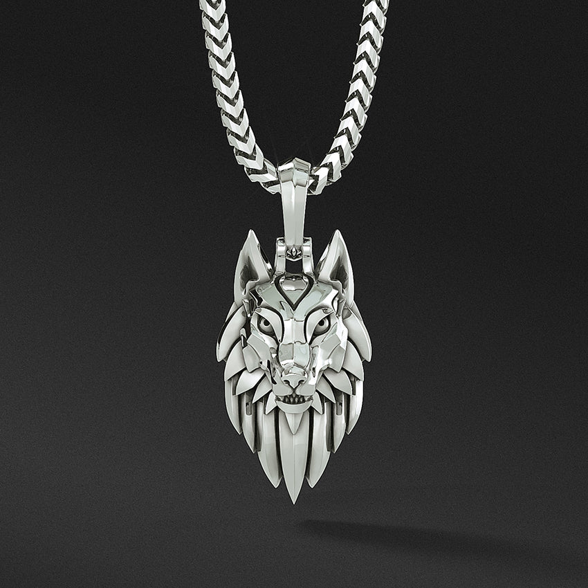 Wolf Necklace Mens Wolf Pendant in Silver by Proclamation Jewelry